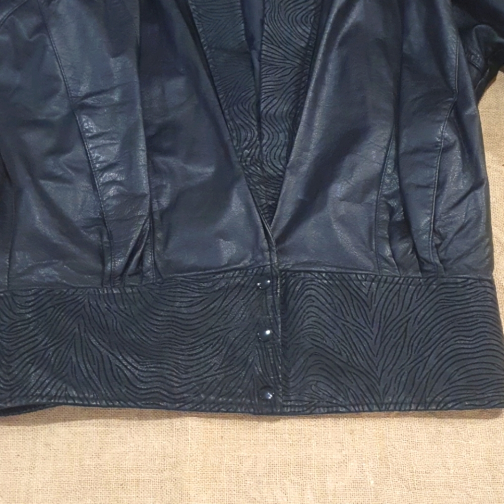 Size 12 80s vintage leather bomber jacket retro - Picture 6 of 9